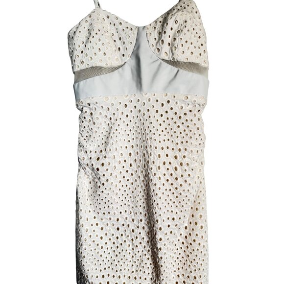 Charlotte Ronson 0 White Faux Leather Eyelet Sundress Mesh Detail - Picture 5 of 16